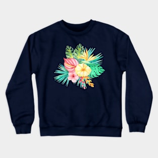 Tropical Flowers Floral Bouquet Yellow Pink Crewneck Sweatshirt